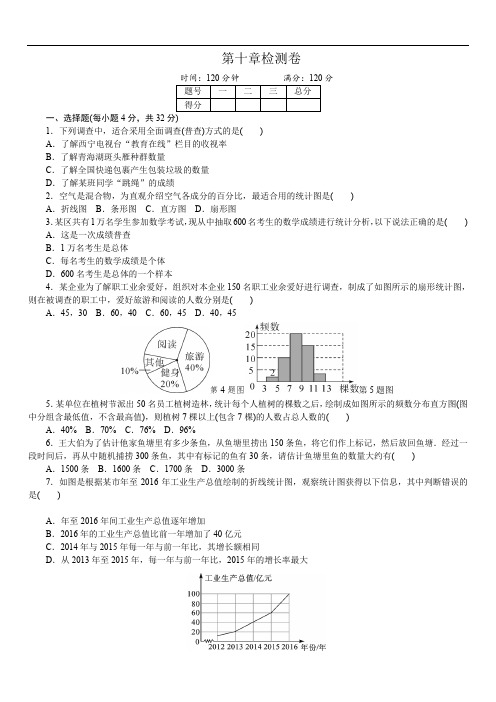 2019年七年级下《第十章数据的收集、整理与描述》单元检测试卷含答案