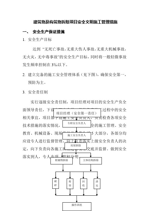 建筑物及构筑物拆除项目安全文明施工管理措施