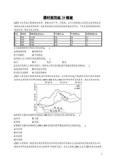 2024年人教版高考地理总复习课时规范练29植被