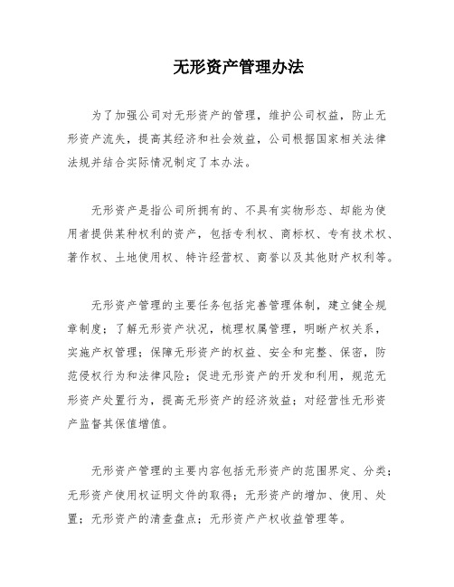 无形资产管理办法