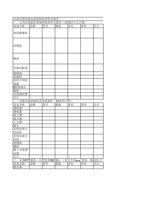 弱电方案报价表