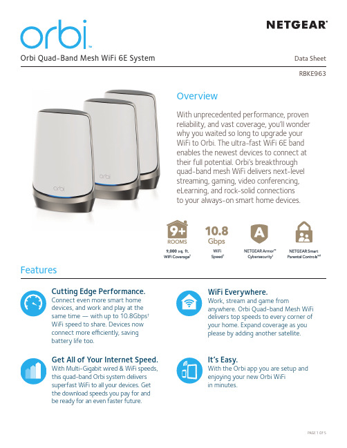 Orbi Quad-Band Mesh WiFi 6E系统说明书