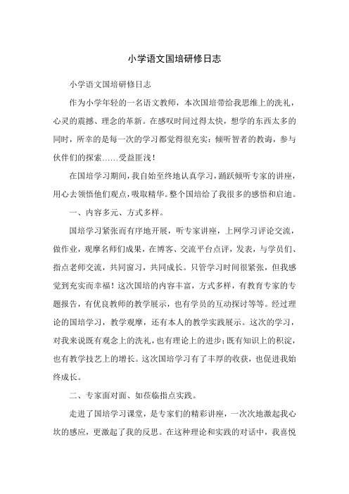 小学语文国培研修日志