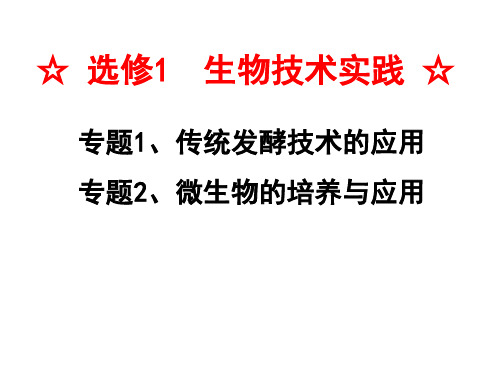 高中生物选修1《专题1、2》复习课件