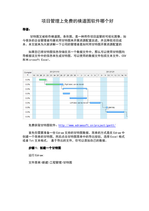 项目管理上免费的横道图软件哪个好