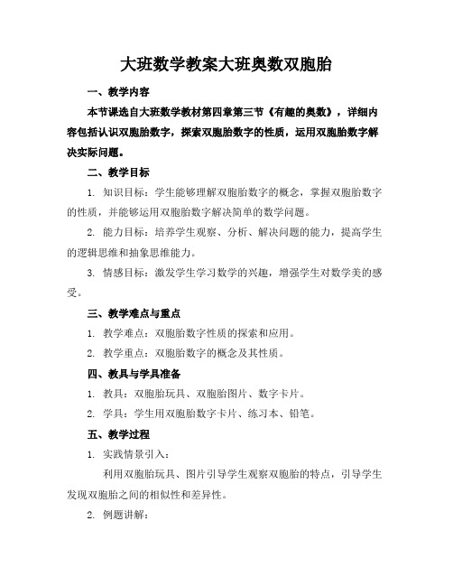 大班数学教案大班奥数双胞胎(1)