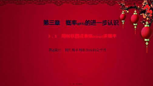 九年级数学 第三章 概率的进一步认识1 用树状图或表格求概率第2课时 利用概率判断游戏的公平性作业