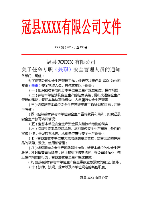 03安全管理人员任命书