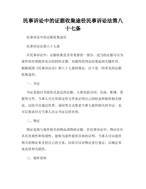 民事诉讼中的证据收集途径民事诉讼法第八十七条