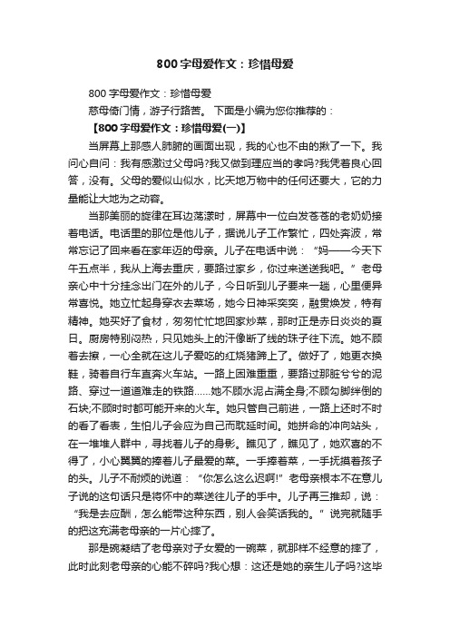 800字母爱作文：珍惜母爱