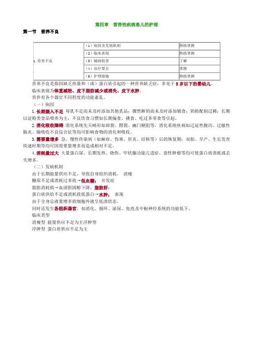 护师考试辅导：儿科护理学之营养性疾病患儿的护理