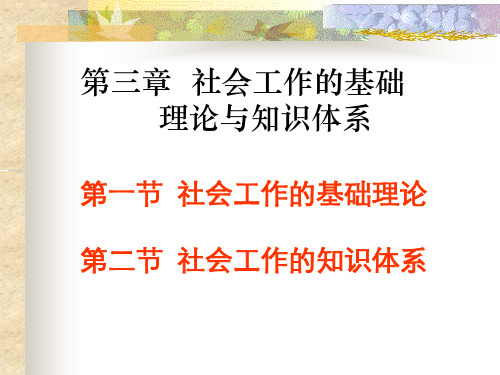 社会工作的基础理论与知识体系-PPT课件