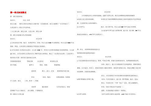 九年级历史上册 第一单元知识要点复习 人教新课标版