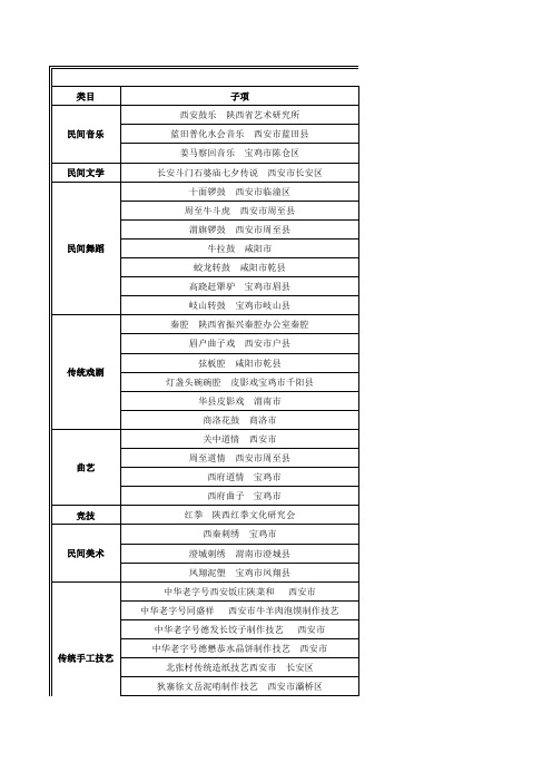 陕西特色文化类类目