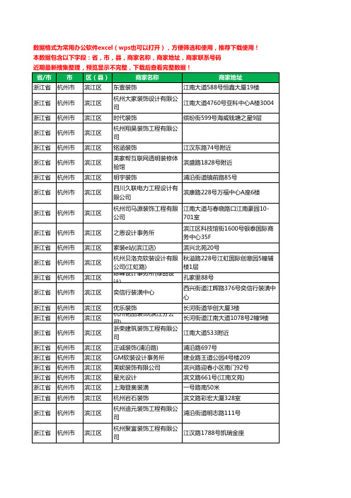 2020新版浙江省杭州市滨江区装修公司工商企业公司商家名录名单联系电话号码地址大全82家