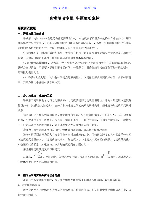 家教教案(学生版)高考复习专题-牛顿运动定律