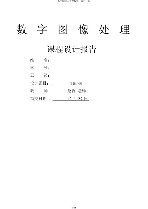 数字图像处理课程设计报告计划