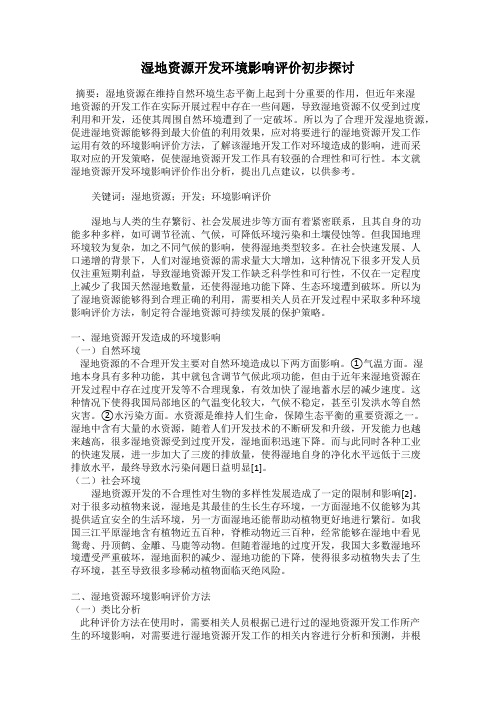 湿地资源开发环境影响评价初步探讨