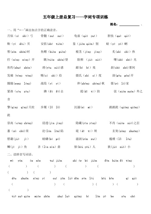 五年级上册总复习之字词专项训练