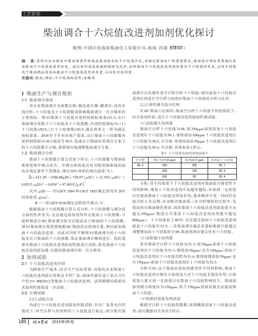 柴油调合十六烷值改进剂加剂优化探讨