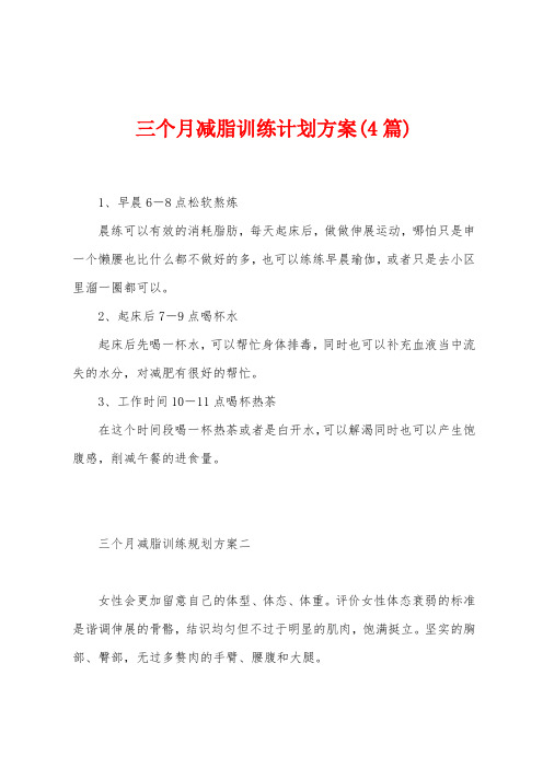 三个月减脂训练计划方案(4篇)