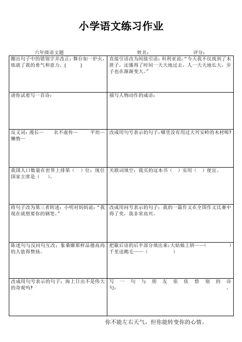 小学六年级语文拓展训练 (36)