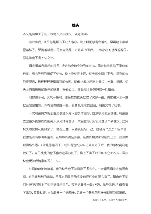 初三状物作文:枕头