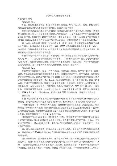 [总结范文]雾霾是什么意思