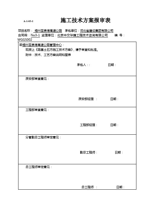 路基土石方开工报告