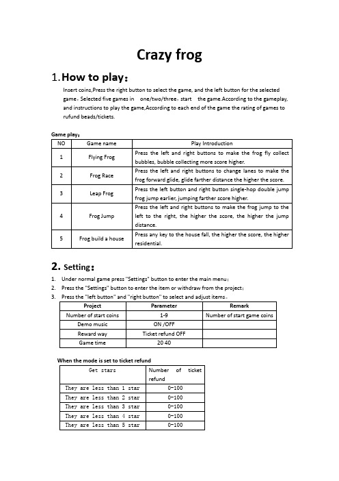 疯狂青蛙说明书 -英文版本-English version