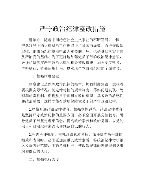 严守政治纪律整改措施