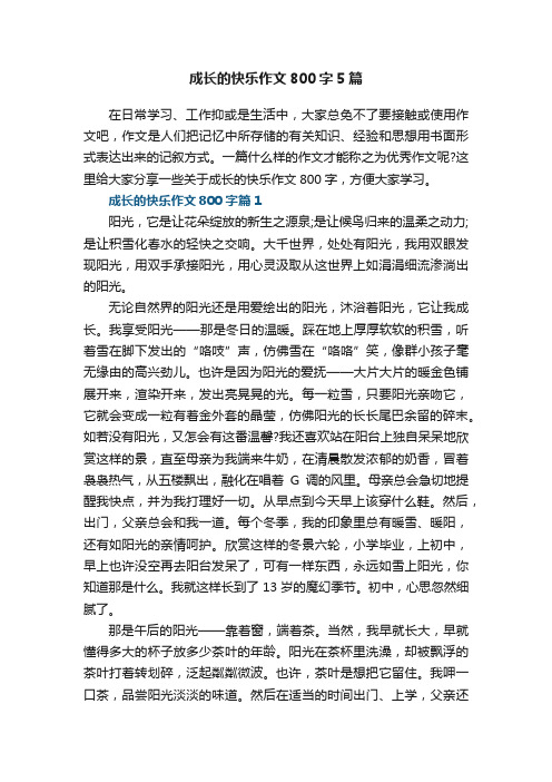 成长的快乐作文800字5篇