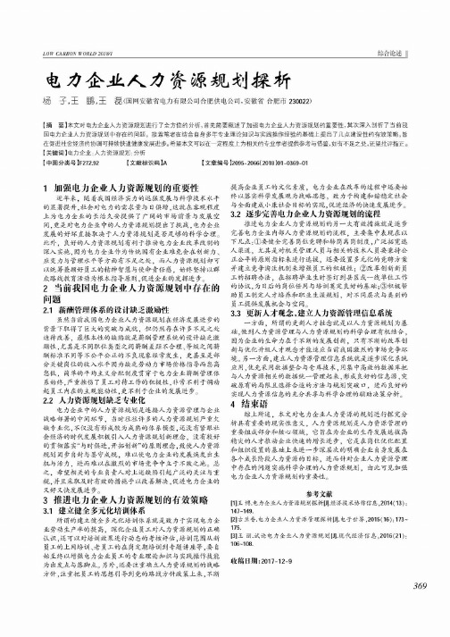 电力企业人力资源规划探析