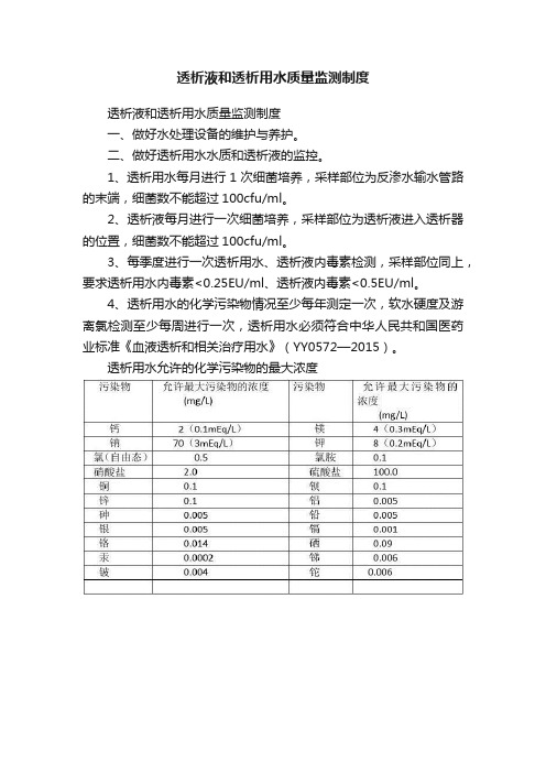 透析液和透析用水质量监测制度