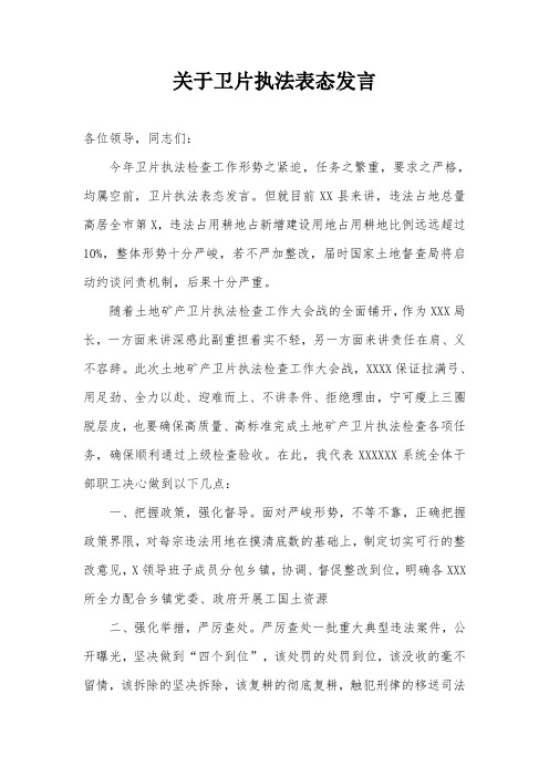 关于卫片执法表态发言