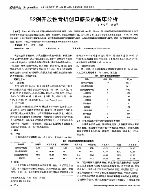 52例开放性骨折创口感染的临床分析