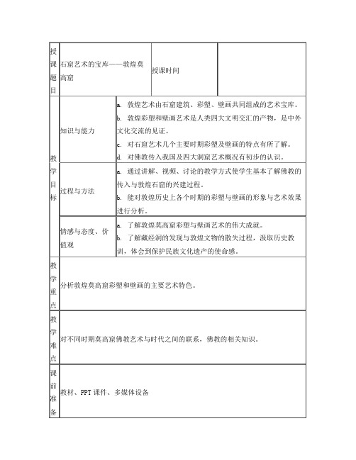 石窟艺术的宝库——敦煌莫高窟教案