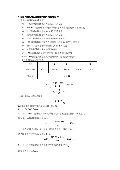 积分球不确定度测试