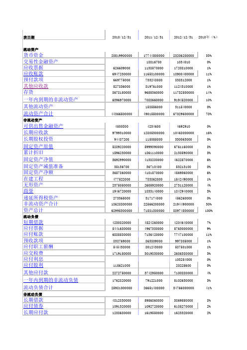 中联重科资产负债表垂直分析