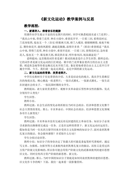 《新文化运动》教学案例与反思