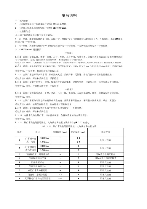 钢门窗安装检验批质量验收记录