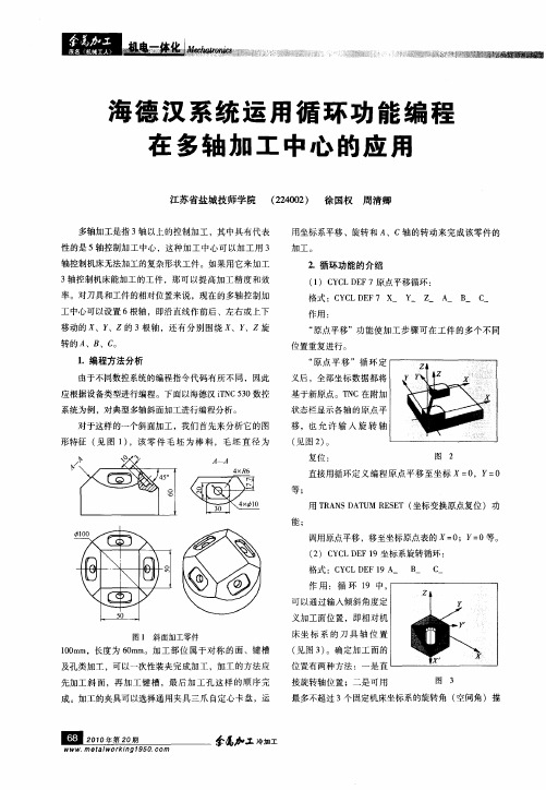 海德汉系统运用循环功能编程在多轴加工中心的应用