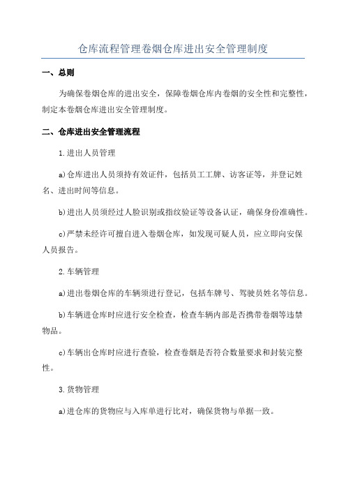 仓库流程管理卷烟仓库进出安全管理制度