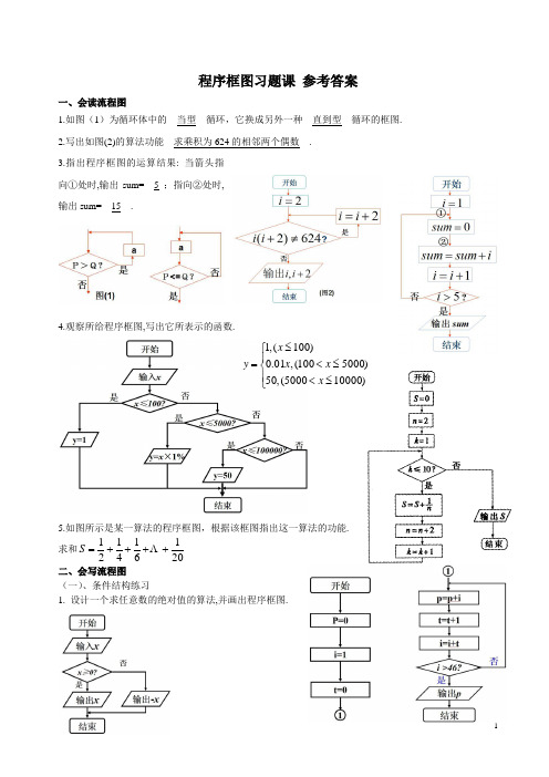 程序框图(流程图)习题课(含参考答案)