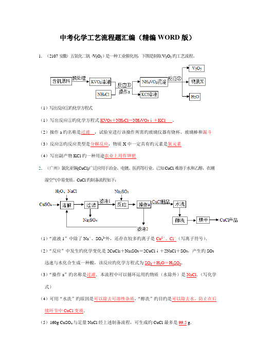 中考化学工艺流程题汇编