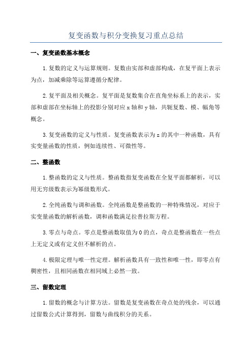 复变函数与积分变换复习重点总结