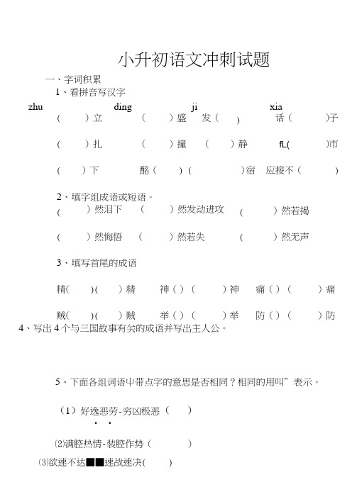 6月19日小升初语文冲刺试题(含答案).doc