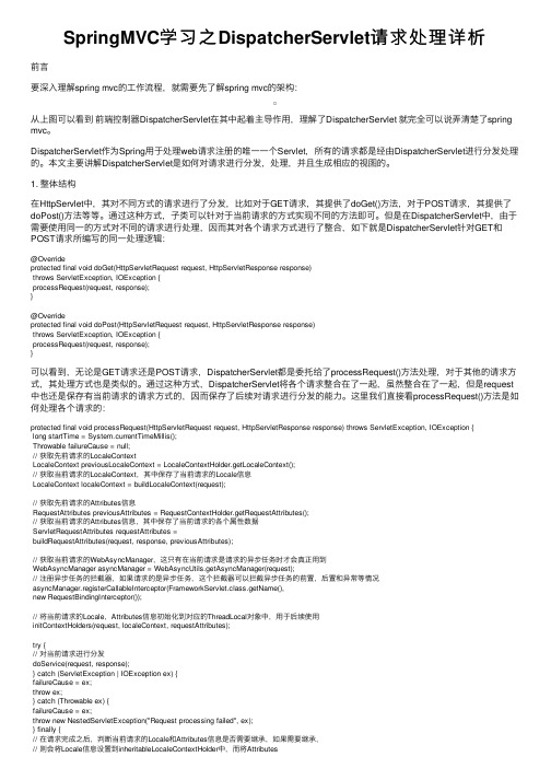 SpringMVC学习之DispatcherServlet请求处理详析