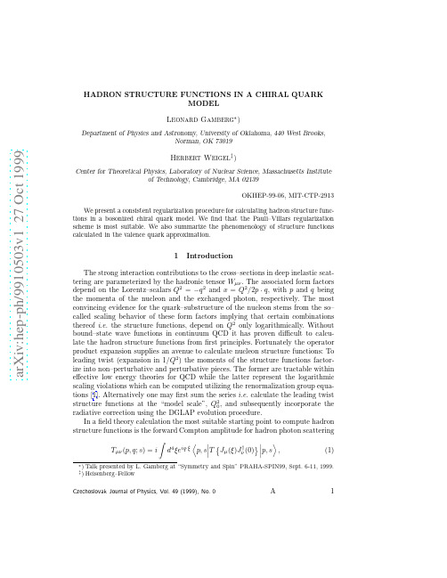 Hadron Structure Functions in a Chiral Quark Model