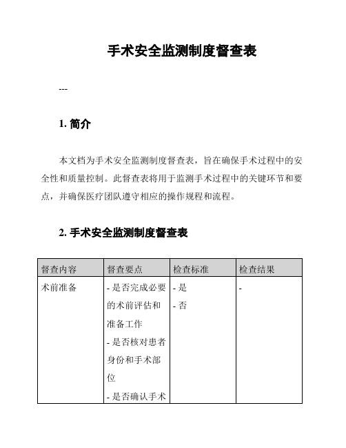 手术安全监测制度督查表